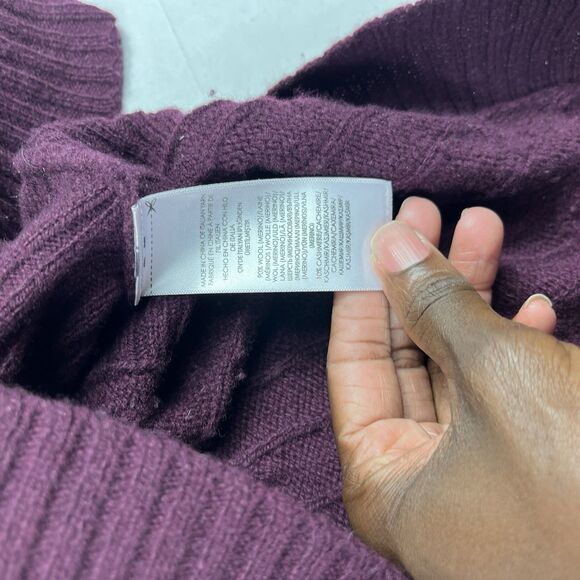 Polo Ralph Lauren Wool Cashmere Turtleneck Sweater Maroon Cozy Cable Knit M FUZZ - Picture 9 of 11
